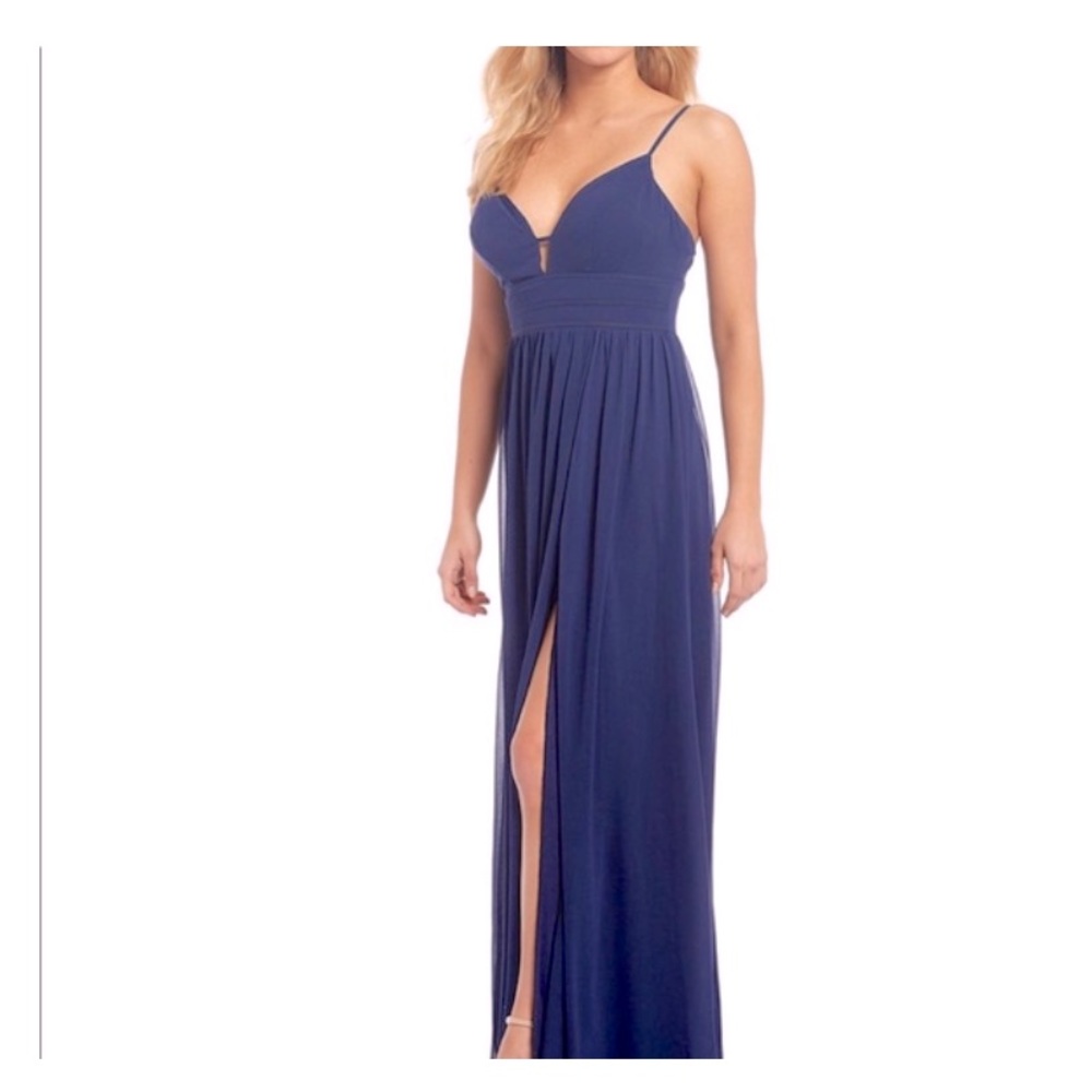 Sleeveless Navy Blue formal maxi dress
